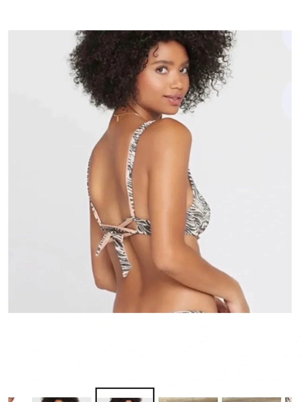 l*space Zebra-Print Bikini Bottoms in Neutral & Black